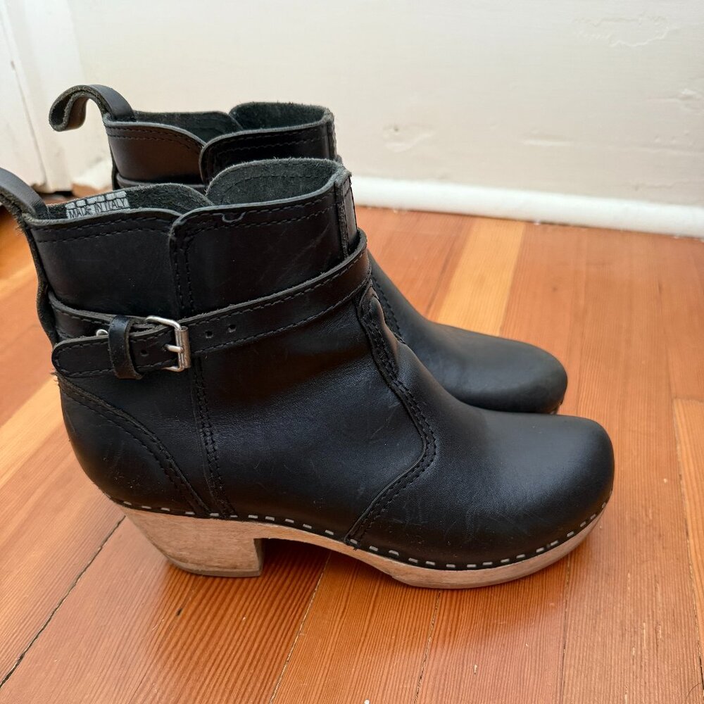 Sweedish Hasbeens Black Clog Ankle Boot size 38